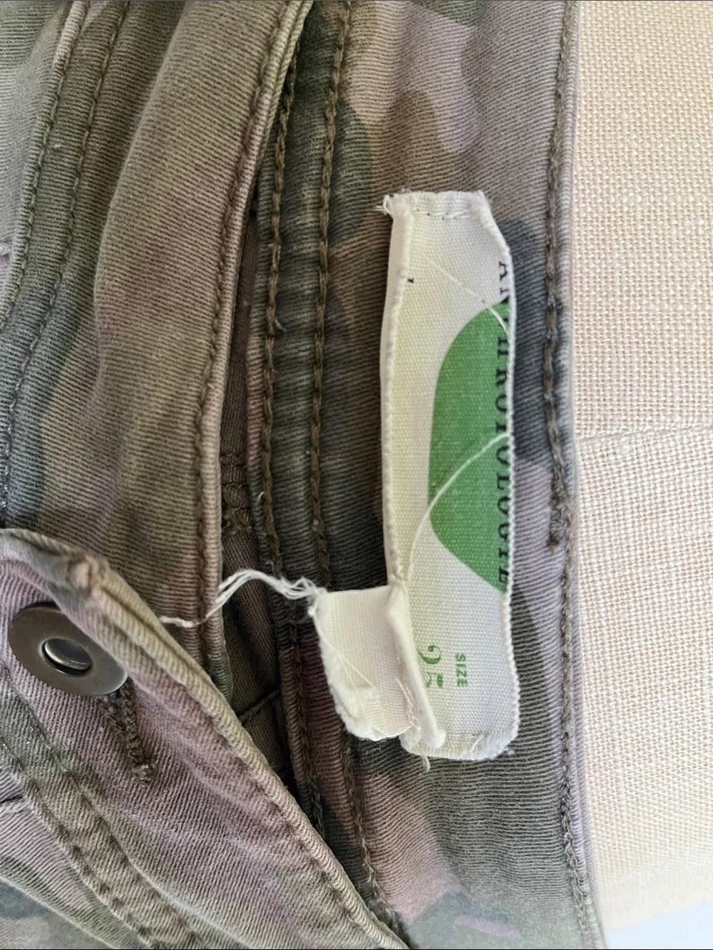 Anthropologie Camo Skinny Pants in Green & Brown